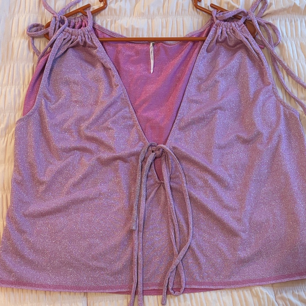 Free People Purple Glitter Tank Top
